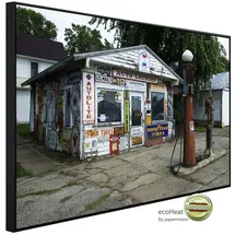 Papermoon Infrarotheizung Alte Vintage Retro Tankstelle 800 W bunt