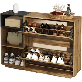 stilvora Schuhschrank 120 x 84,5 x 32 cm 3 offene + 2 Klappfächer / Natur