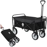 miweba Bollerwagen Transportkarre Handwagen kompakter Bollerwagen MB-35 (Bollerwagen faltbar für Kinder - klappbar - Gerätewagen - Faltwagen, 1-tlg., witterungsbeständig - ergonomischer Griff - aufgeklappt in 10 Sek), kleiner Wendekreis - widerstandsfähig - elastisch - reißfest schwarz