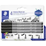 Staedtler Fasermaler Intense Black 37 BK4-1 Schwarz 1 mm, 2 mm 4 St.