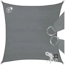 Tectake tectake® Sonnensegel mit Uv Schutz, 50 für Balkon, Garten, und Terrasse, 3 6 x 3,6 m 360 x 360 x 1 cm grau
