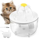 WIYETY 1L Katzenbrunnen für Katze: Ultraleiser Trinkbrunnen für Katze, Sicherheit Katzen Trinkbrunnen mit Filterschwamm, Automatische Abschaltung bei Wassermangel, Zwei Auslaufmodus, USB-Stecker