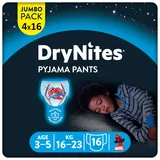 HUGGIES DryNites saugfähige Nachtwindeln bei Bettnässen, Für Jungen 3-5 Jahre (16-23 kg), 64 Stück, Jumbo Monatspackung, Windel-Pants