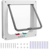 AUNHOKE Katzenklappe Innentür,Katzenklappe Außentür mit 4-Wege-Schloss,25 x24 x 5.5cm WeißFliegengittertüren und Schiebetüren,Sureflap Mikrochip Katzenklappe,Cat Flap Klappe für Haustier Tür (Weiß)