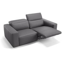 Sofanella 2-Sitzer Leder Lenola, Relaxsofa, Designsofa, Designer Couch, Italienisches Sofa, 2er Sofa grau