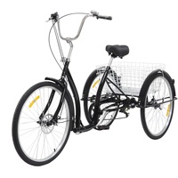 Soberoses 26 Zoll Dreirad für Erwachsene, 6 Gang 3 Räder Fahrrad Erwachsenendreirad Tricycle mit Einkaufskorb Klingel Schutzblech für Jungen Mädchen Damen Herren Senioren (Schwarz)
