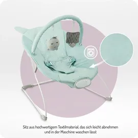 MOMI GLOSSY Babywippe für Babys bis 9 kg, 3-Punkt-Sicherheitsgurt, Metallgestell mit Antirutsch-Füßchen, Gewicht 1,7 kg, Abmessungen 58 x 49 x 53 cm, sensorisches Modul für Kinderförderung