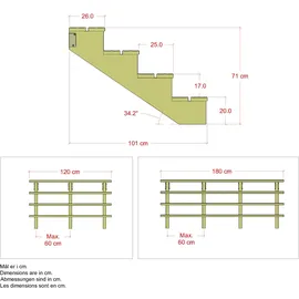 Plus Außentreppe 4 Stufen 120 cm Holz Braun