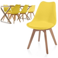 MIADOMODO Esszimmerstuhl Esszimmerstühle 2/4/6/8er Set - aus Kunststoff & Massivholz, Farbwahl (6 St) gelb