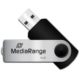 MediaRange USB 2.0 Speicherstick 16GB - Mini USB Flash-Laufwerk mit sicherem Drehkappengehäuse, externe Speichererweiterung mit Lesegeschwindigkeit von bis zu 17 MB/s, Farbe Schwarz