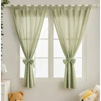 ALAVYA HOME ALAVYA HOME® Blickdichte Kurz Musselin Gardinen 2er Set 100x150 cm – Vorhänge 100% Bio-Baumwolle Thermo Verdunklung Isolierend mit Schlaufen & Schleife für Kinderzimmer, Wohnzimmer - Khaki