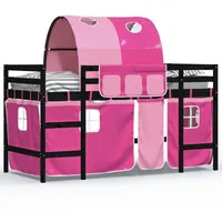 VidaXL Kinderhochbett mit Tunnel Rosa 90x200 cm Massivholz Kiefer