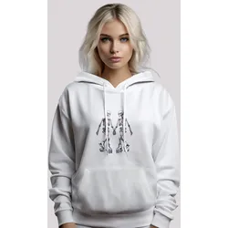 Kapuzenpullover F4NT4STIC "Skelettpaar Eislaufen Valentinstagsgeschenk", Damen, Gr. 5XL, weiß, Obermaterial: 65% Baumwolle, 35% Polyester, casual, relaxed fit, Langarm, Pullover, Premium Qualität