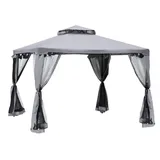 Gartenpavillon Pavillon Gartenzelt Partyzelt Mit 4 X Seitenwand Wetterfest Metall Polyester Hellgrau 3 X 3 X 2,6 M