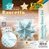 Faltblätter Bascetta-Stern, eisblau / bedruckt