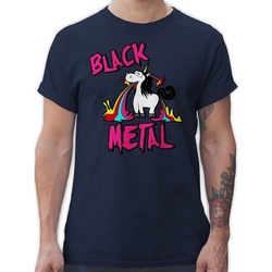 Shirtracer T-Shirt Black Metal Einhorn Einhorn Geschenk blau S