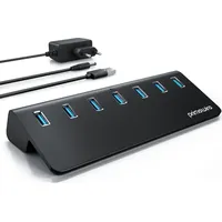 Primewire USB 3.2 Gen2 Hub, 7 Port Aktiver Verteiler mit Netzteil, 10 Gbit/s