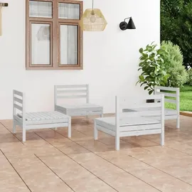 vidaXL Garten-Lounge-Set 4-tlg. weiß Kiefer