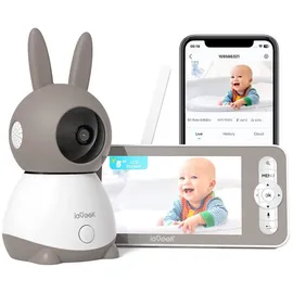 czeview Babyphone mit Kamera und APP, 2K /4,3 Zoll WLAN Video Babyfon, PTZ 360°, IR-Nachtsicht, Automatische Verfolgung, 4× Zoom, Weinen/Bewegungs/Geräuscherkennung, Alarme, Temperaturanzeige