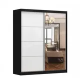 imoebel24 Schwebetürenschrank, Schwarz, Weiß, Holzwerkstoff, 5 Fächer, Rechteckig, 183x218x61 cm, Schlafzimmer, Kleiderschränke, Schwebetürenschränke