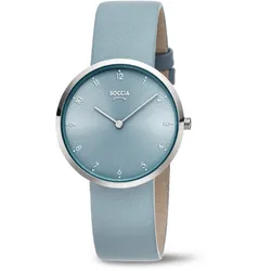Boccia Damen Armbanduhr 3309-14 Trend Lederband hellblau