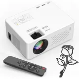 Beamer, Mini Beamer Tragbarer, Full HD 1080P unterstützt Projektor, 50%-100% Zoom, Bluetooth 5.2, 200 Zoll Heimkino, Kompatibel mit Smartphone/TV Stick/Laptop