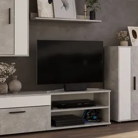 Vicco Wohnwand Berno, 4er Set, Beton/Weiß