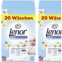 2x1200g Lenor Waschmittel Sensitiv Baumwollblüte & Tiare-Blume 40WL | Sanft