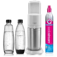 Sodastream Duo weiß + Glaskaraffe + PET-Flasche + Zylinder