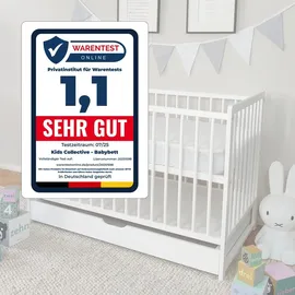 Kids Collective Babybett Kinderbett Gitterbett 60x120 höhenverstellbar & herausnehmbare Sprossen, | weiss sehr stabil Europe - weiß