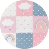 Paco Home Kinderteppich »Eliz 396«, rund, Spielteppich, Patchwork-Muster, Motiv Regenbogen, Wolke & Herz, pink