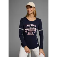 KangaROOS Langarmshirt Langarm, sehr figurbetont, bedruckt und mit Stickerei