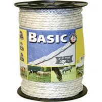 Kerbl 441508 BASIC Weidezaunseil, Weiß, 2 Leiter, 6mm Durchmesser,