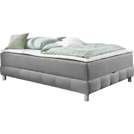 Home Affaire Boxspringbett HOME AFFAIRE "Vaasa", grau, B:146cm L:226cm, Komplettbetten, Boxspringbett, für Dachschrägen geeignet, inkl. Bettkasten und Topper