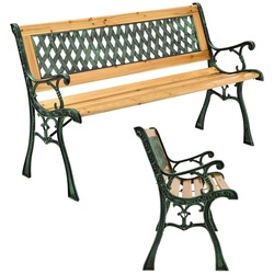 Juskys Gartenbank Pisa – 2-Sitzer Sitzbank mit Armlehnen & Rückenlehne – 122x54x73 cm
