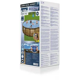 BESTWAY Power Steel Swim Vista Series Frame Pool rund Set 488 x 122 cm inkl. Filterpumpe