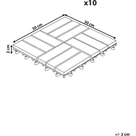 Beliani Terrassenfliesen ACERENZA zertifiziertes Akazienholz Naturfarben