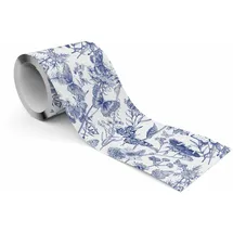 Muralo Tapetenbordüre Blumen Schmetterlinge 10 cm 300 g Blau/Weiß/Beige