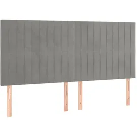 vidaXL Boxspringbett mit Matratze & LED Hellgrau 160x200 cm Samt