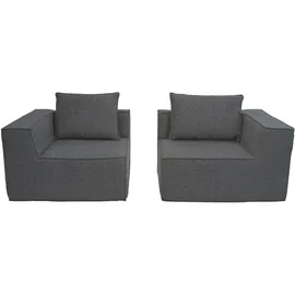 Mendler 2er-Sofa/Zubehör für Sofa HWC-O54, Couch 2-Sitzer Loungesofa, modular Stoff/Textil (300g/m2) 63x194x97cm ~ dunkelgrau