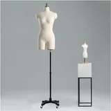 sdneNest Schneiderpuppe, weiblich, Schneiderpuppe, Torso, Halbkörper, geteiltes Bein, Schaufensterpuppe, Torso mit verstellbarem, beweglichem Universalrad für Kleidung, Schmuck, Beige, 88