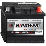 HR 46Ah HiPower Autobatterie 12V 380A/EN ersetzt 36 40 42 44 45 47 48 50 55Ah