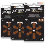 XX-Treme Hörgerätebatterien 312 PR41 Braun – 18 Stück (3x6) Zink Luft 1,45V – langlebig & zuverlässig für Hörgeräte