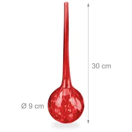 Relaxdays Bewässerungskugeln Glas 4er Set H 30 x D 9 cm rot
