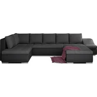 Wohnlandschaft mit Bettfunktion Polstergarnitur Ecksofa mit Schlaffunktion und Bettkasten Couch für Wohnzimmer Schlafsofa Sofagarnitur Sofa Eckcou... - Dunkelgrau/Schwarz