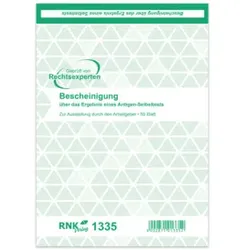 RNK Block A5 Bescheinigung Selbsttest weiß 1335