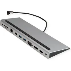 Value Dockingstation (USB C), Dockingstation + USB Hub, Grau