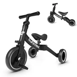 besrey 5 in 1 Laufräder Laufrad Kinderdreirad Dreirad Lauffahrrad für Kinder ab 1 Jahre bis 4 Jahren (Schwarz)