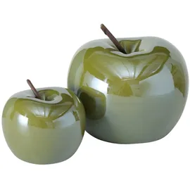 Boltze Deko Apfel Perly (2er Set, zur Dekoration / Geschenkidee, Deko für Küche / Wohnzimmer / Esszimemr, Tischdeko Höhe 7-9 cm) 2013536, Grün