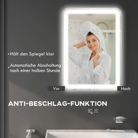 Homcom Badspiegel 50 x 70 cm LED mit 3 Lichtfarben IP44